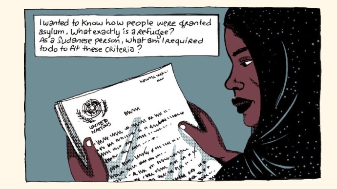 Kvinne leser et dokument fra FN