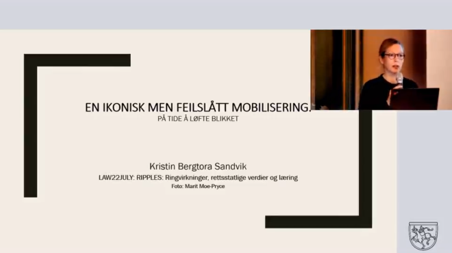 Skjermdump fra Kristin Bergtora Sandviks foredrag hos Fortidsminneforeningen