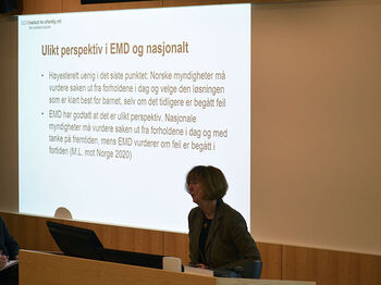 Professor i barnerett Kirsten Sandberg snakket om EMDs praksis i barnevernssaker mot Norge.
